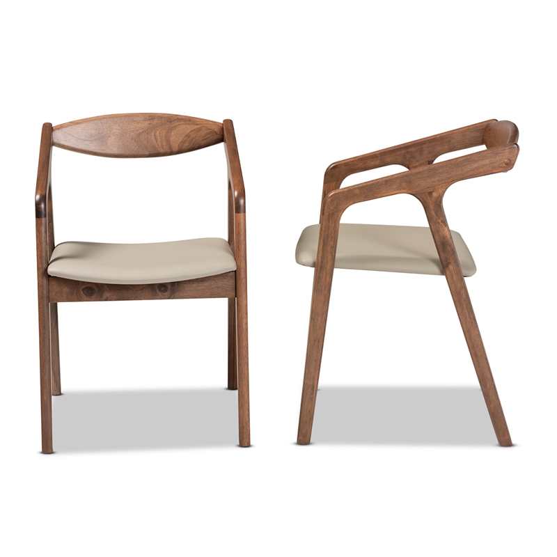 Bowery Hill Grey Faux Leather Wood 2-Piece Dining Chair Set