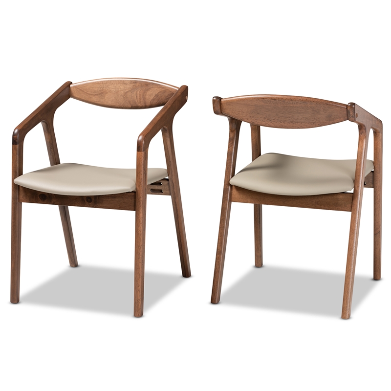 Bowery Hill Grey Faux Leather Wood 2-Piece Dining Chair Set