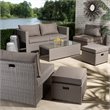 Bowery Hill Modern Grey Fabric and Grey Finished 6-Piece Patio Set