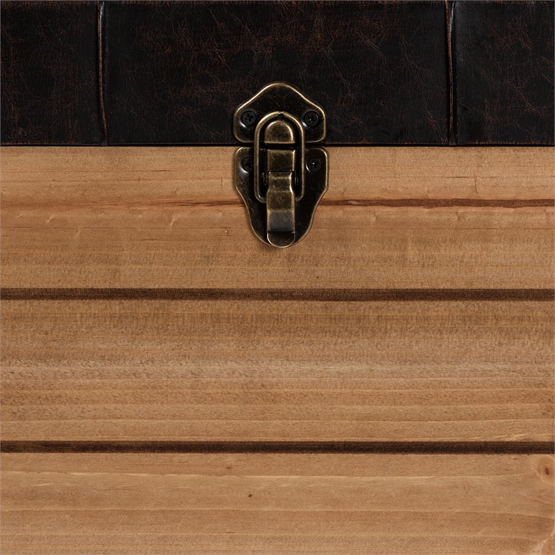 Bowery Hill Rustic Dark Brown Finished Wood Storage Ottoman