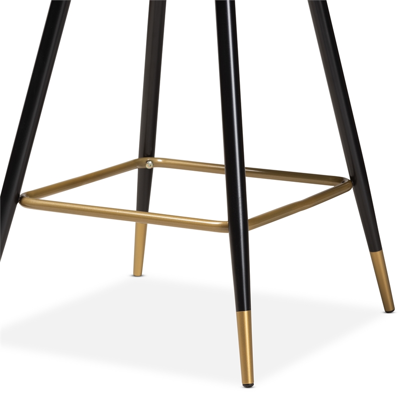 Bowery Hill Contemporary Black and Gold Finished Metal 2-Piece Bar Stool Set