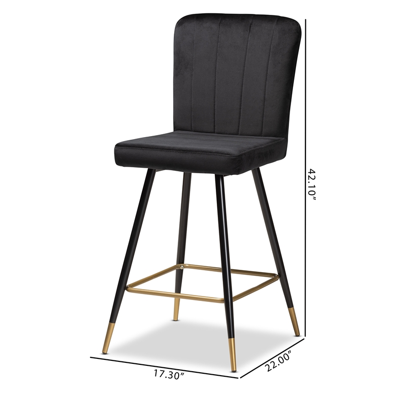 Bowery Hill Contemporary Black and Gold Finished Metal 2-Piece Bar Stool Set