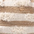 Bowery Hill Natural and Ivory Handwoven Wool Blend Pouf Ottoman