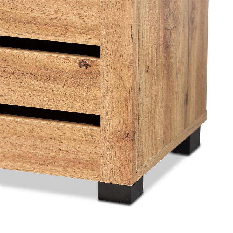Bowery Hill Modern Oak Brown Finished Wood 2-Door Shoe Storage Cabinet