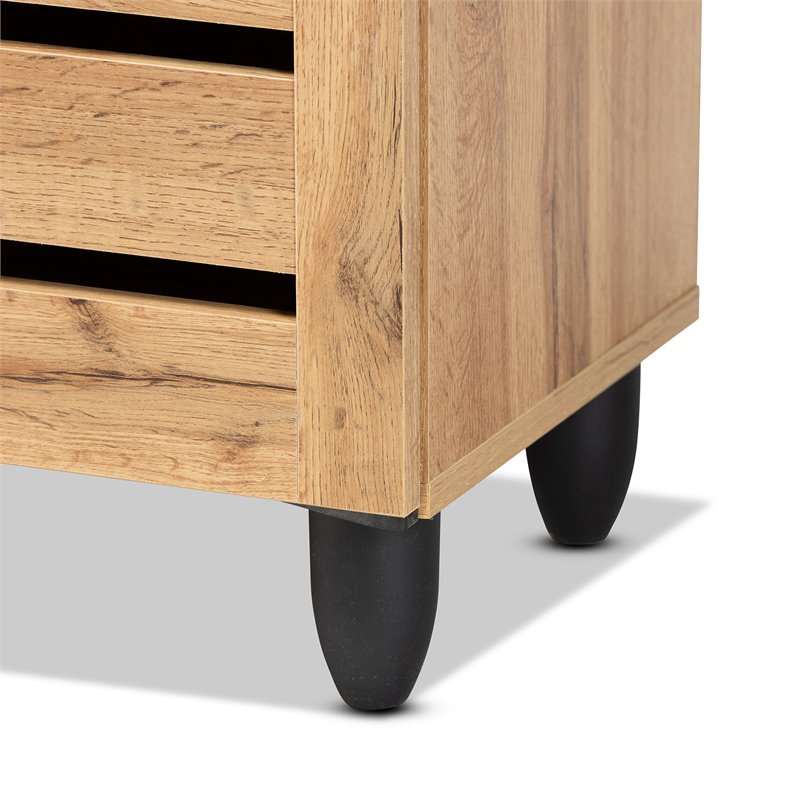 Bowery Hill Oak Brown Finished Wood 2-Door Shoe Storage Cabinet