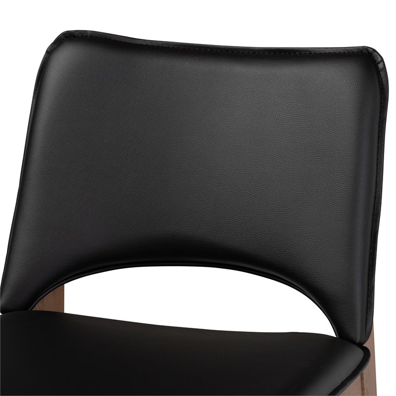 Bowery Hill Black Faux Leather and Brown Wood 7-Piece Dining Set