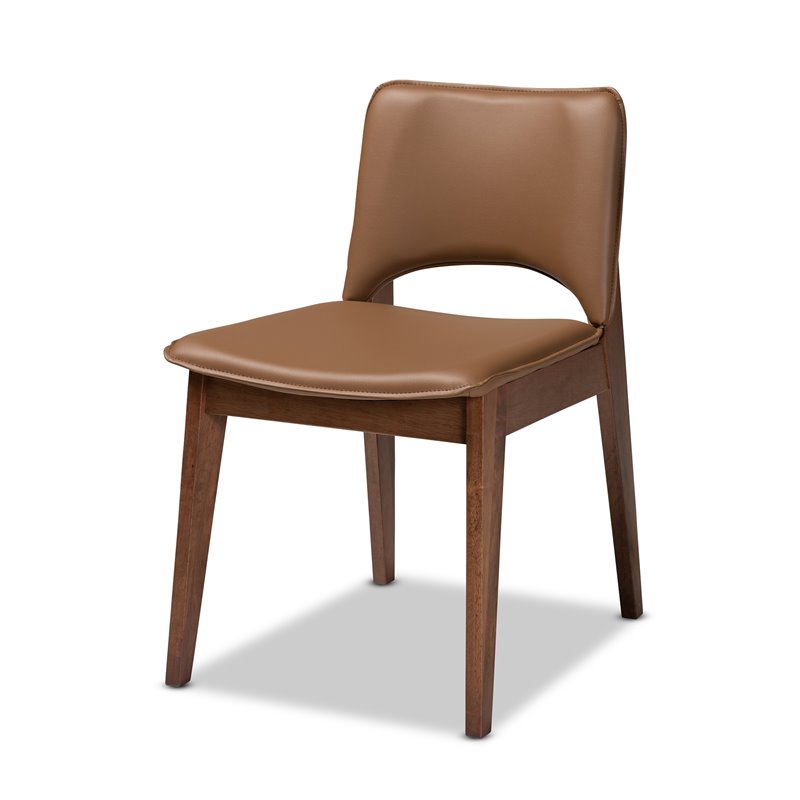 Bowery Hill Brown Faux Leather and Brown Wood 7-Piece Dining Set