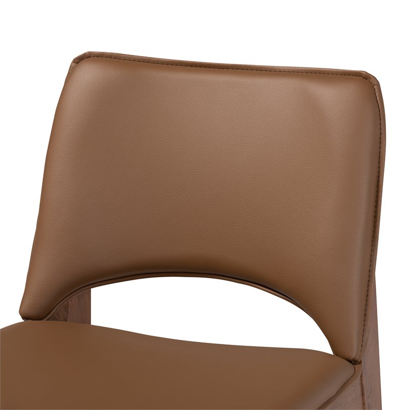 Bowery Hill Brown Faux Leather and Brown Wood 7-Piece Dining Set