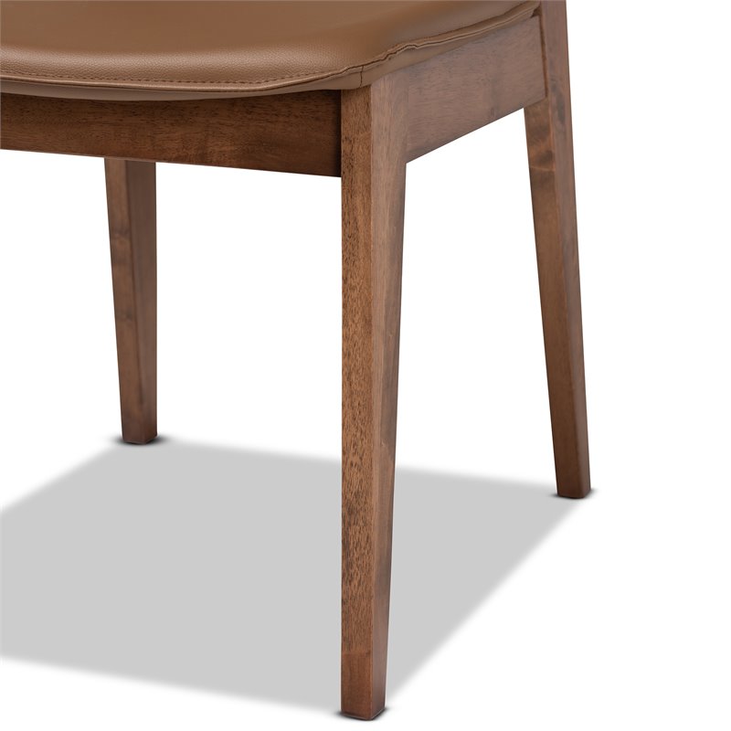 Bowery Hill Brown Faux Leather and Brown Wood 7-Piece Dining Set