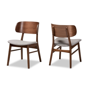 Bowery Hill Grey and Brown Finished Wood 2-Piece Dining Chair Set