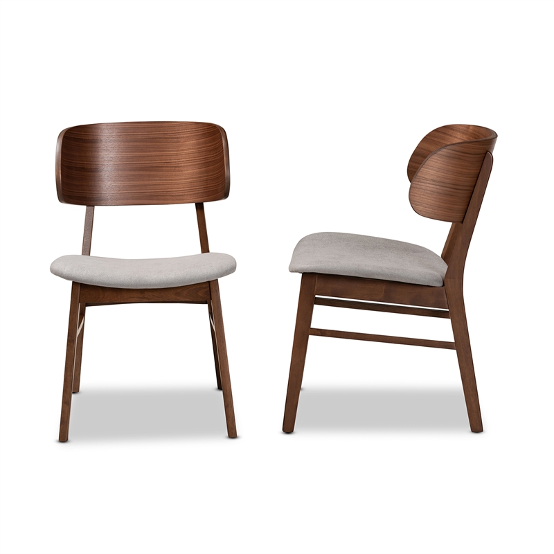 Bowery Hill Grey and Brown Finished Wood 2-Piece Dining Chair Set