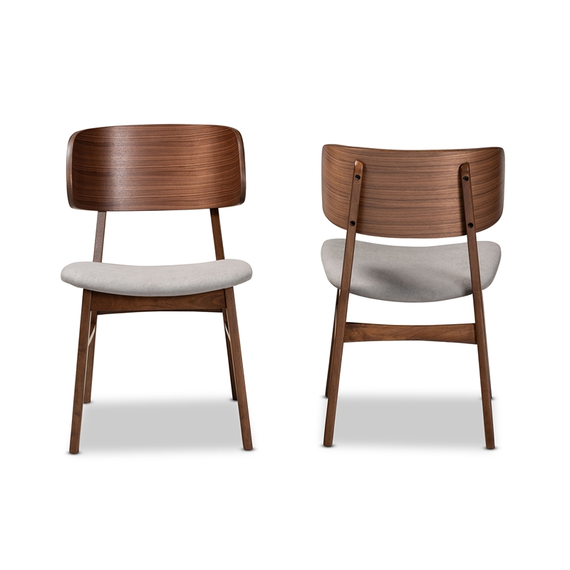 Bowery Hill Grey and Brown Finished Wood 2-Piece Dining Chair Set