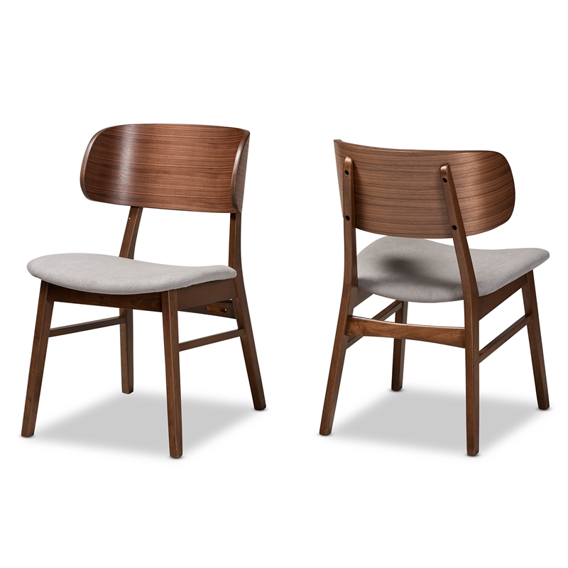 Bowery Hill Grey and Brown Finished Wood 2-Piece Dining Chair Set