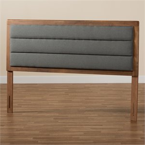 Bowery Hill Dark Gray and Brown Finished Wood King Size Headboard
