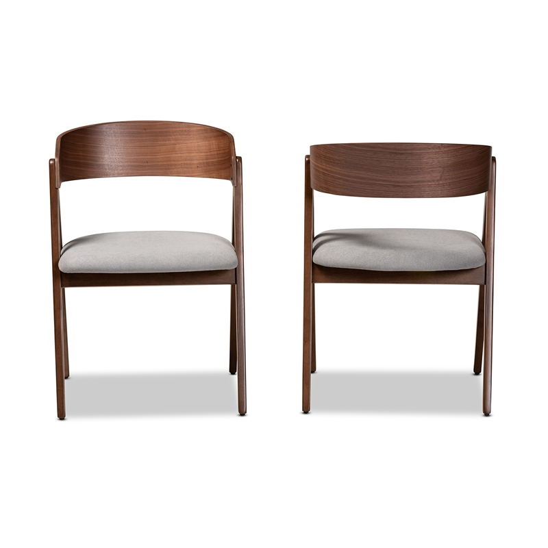 Bowery Hill Mid-Century Grey and Brown Finished Wood 2-Piece Dining Chair Set