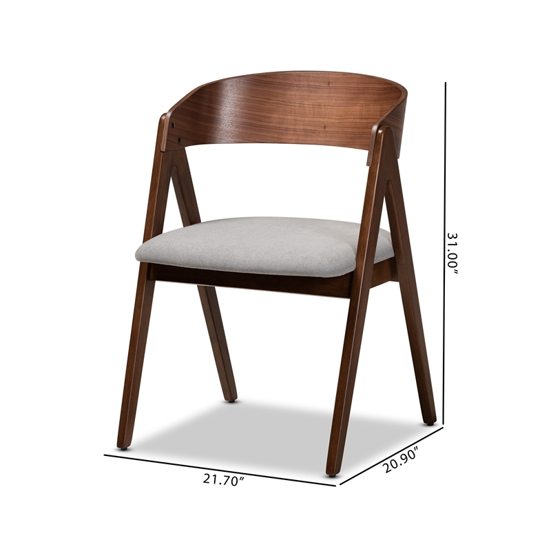 Bowery Hill Mid-Century Grey and Brown Finished Wood 2-Piece Dining Chair Set