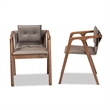 Bowery Hill Grey Leather and Brown Finished Wood Dining Chair Set