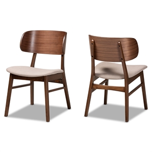 Bowery Hill Beige and Brown Finished Wood 2-Piece Dining Chair Set