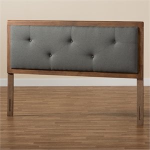 Bowery Hill Transitional Dark Gray and Brown Finished Wood Queen Size Headboard