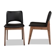 Bowery Hill Black Faux Leather and Brown Finished Dining Chair Set