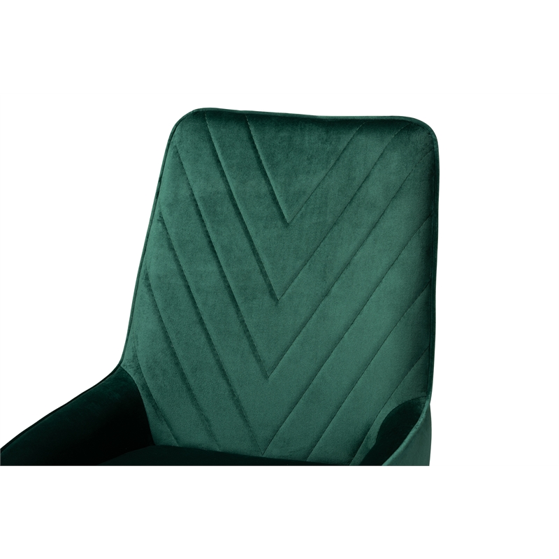 Bowery Hill Modern Green and Gold Finished Metal 2-Piece Dining Chair Set