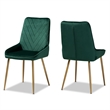 Bowery Hill Modern Green and Gold Finished Metal 2-Piece Dining Chair Set