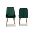 Bowery Hill Modern Green and Gold Finished Metal 2-Piece Dining Chair Set