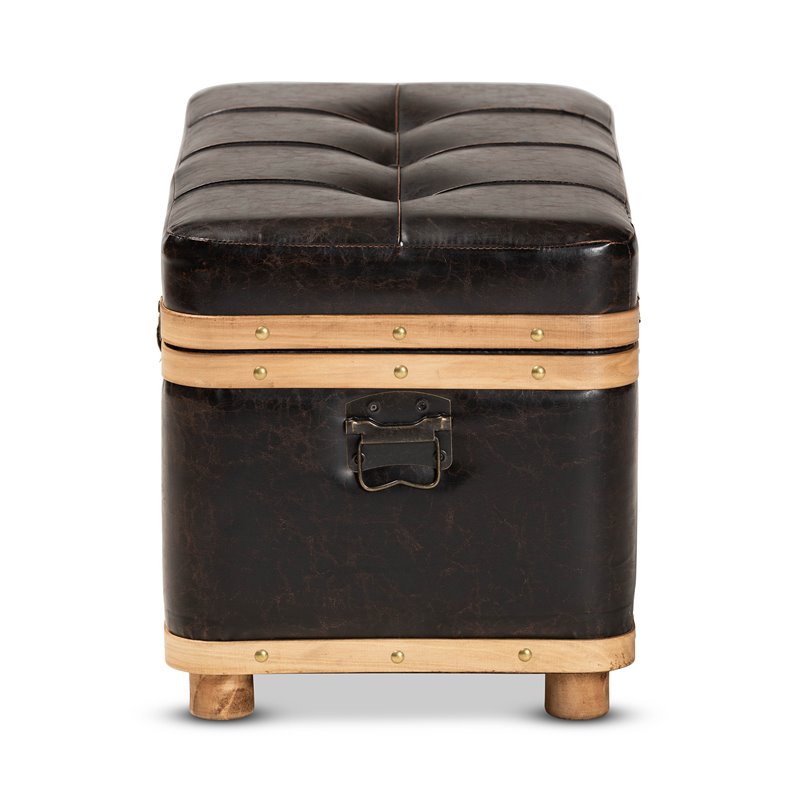 Bowery Hill Dark Brown and Oak Brown Finished Wood Storage Ottoman