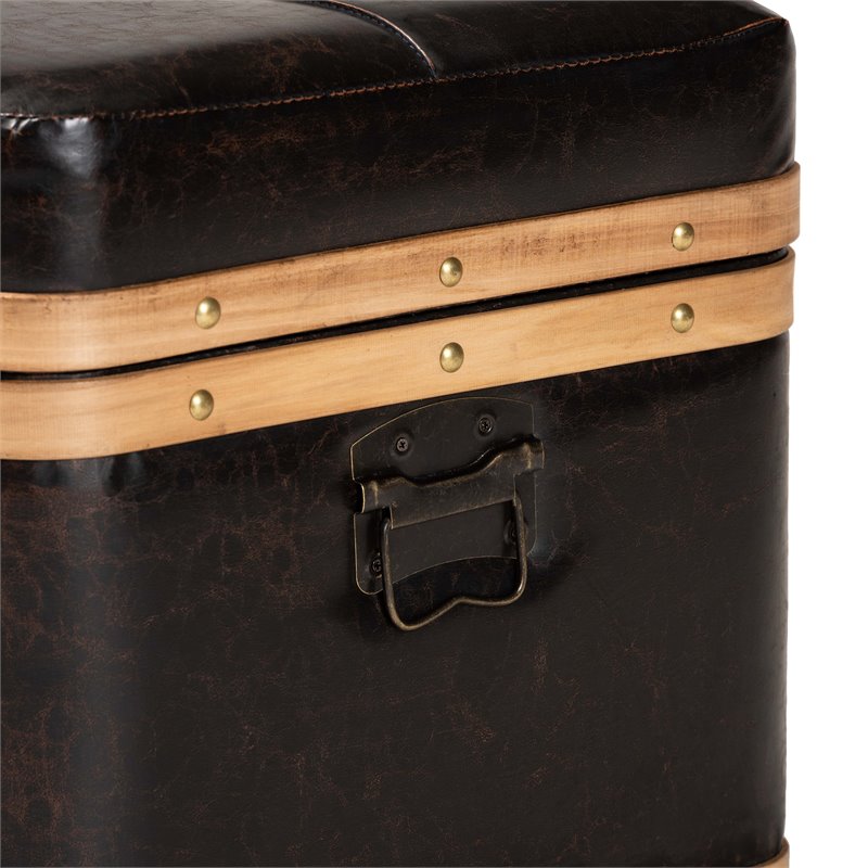 Bowery Hill Dark Brown and Oak Brown Finished Wood Storage Ottoman