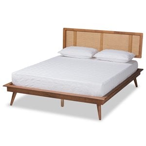 Bowery Hill Walnut Brown Finished Wood and Queen Size Platform Bed