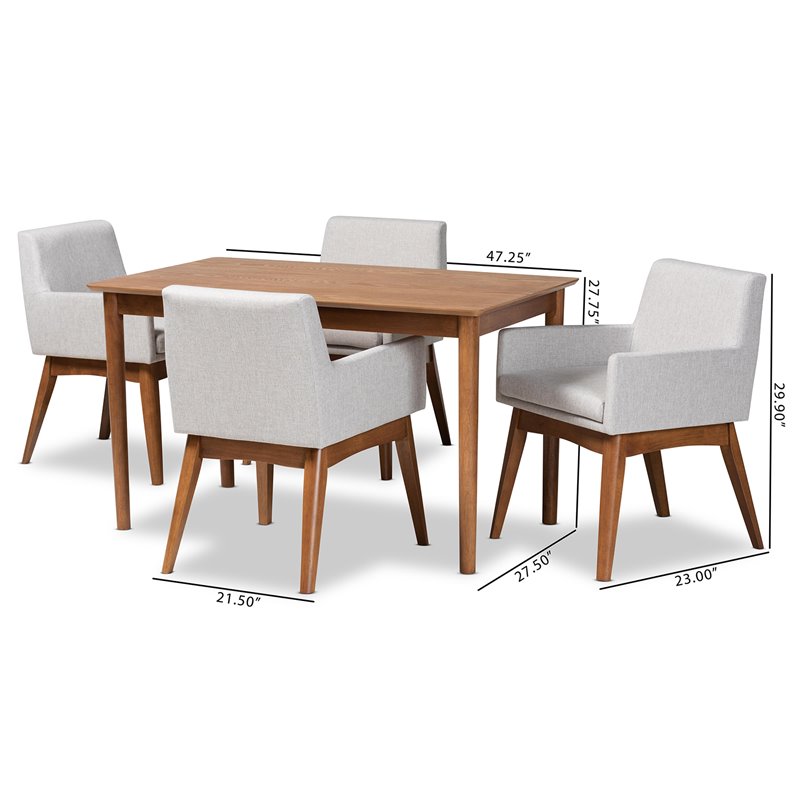 Bowery Hill Beige and Walnut Brown Finished Wood 5-Piece Dining Set