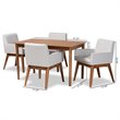 Bowery Hill Beige and Walnut Brown Finished Wood 5-Piece Dining Set