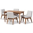 Bowery Hill Beige and Walnut Brown Finished Wood 5-Piece Dining Set