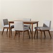 Bowery Hill Beige and Walnut Brown Finished Wood 5-Piece Dining Set