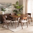 Bowery Hill Mid Century Beige and Walnut Brown Finished Wood 5-Piece Dining Set