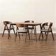 Bowery Hill Mid Century Beige and Walnut Brown Finished Wood 5-Piece Dining Set