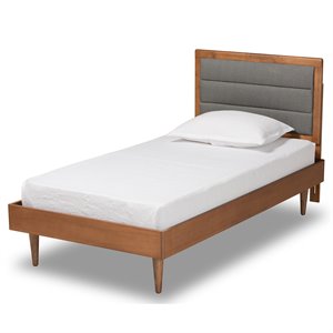 Bowery Hill Dark Grey and Brown Finished Wood Twin Size Platform Bed