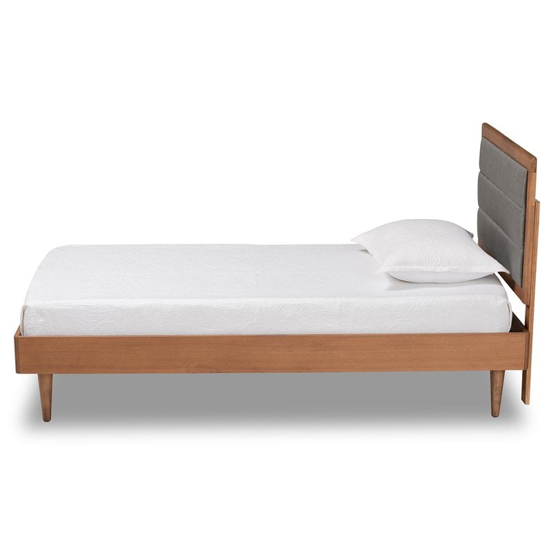 Bowery Hill Dark Grey and Brown Finished Wood Twin Size Platform Bed