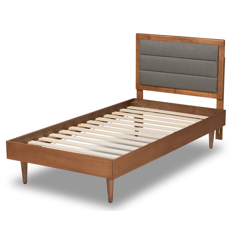 Bowery Hill Dark Grey and Brown Finished Wood Twin Size Platform Bed