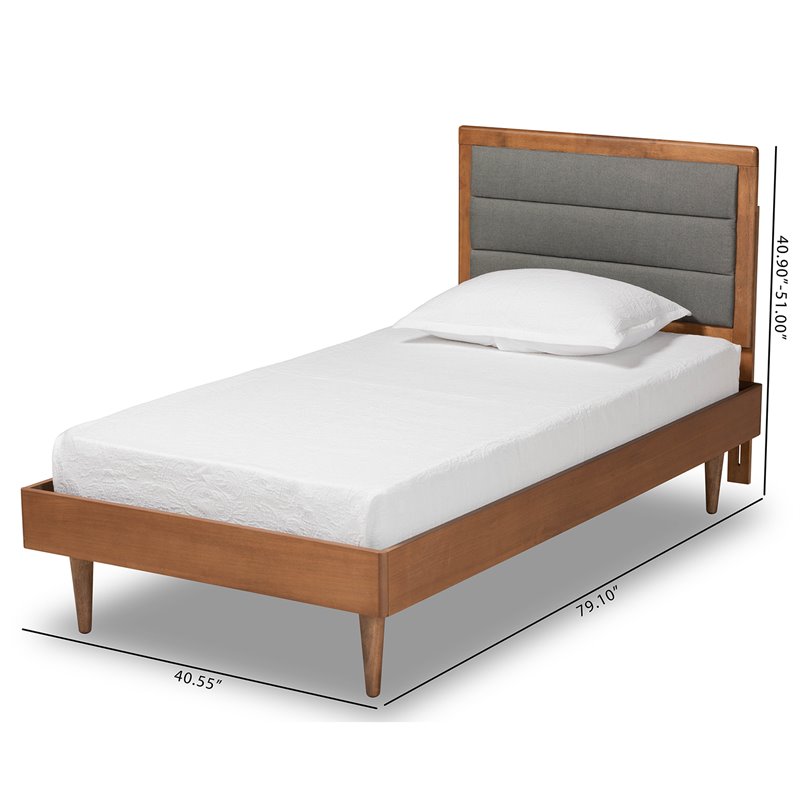 Bowery Hill Dark Grey and Brown Finished Wood Twin Size Platform Bed