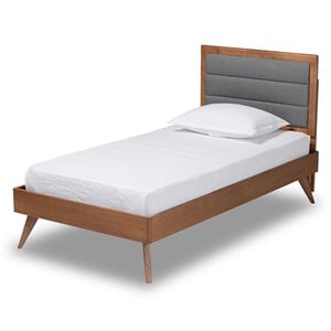 Bowery Hill Dark Grey and Brown Finished Wood Twin Size Platform Bed
