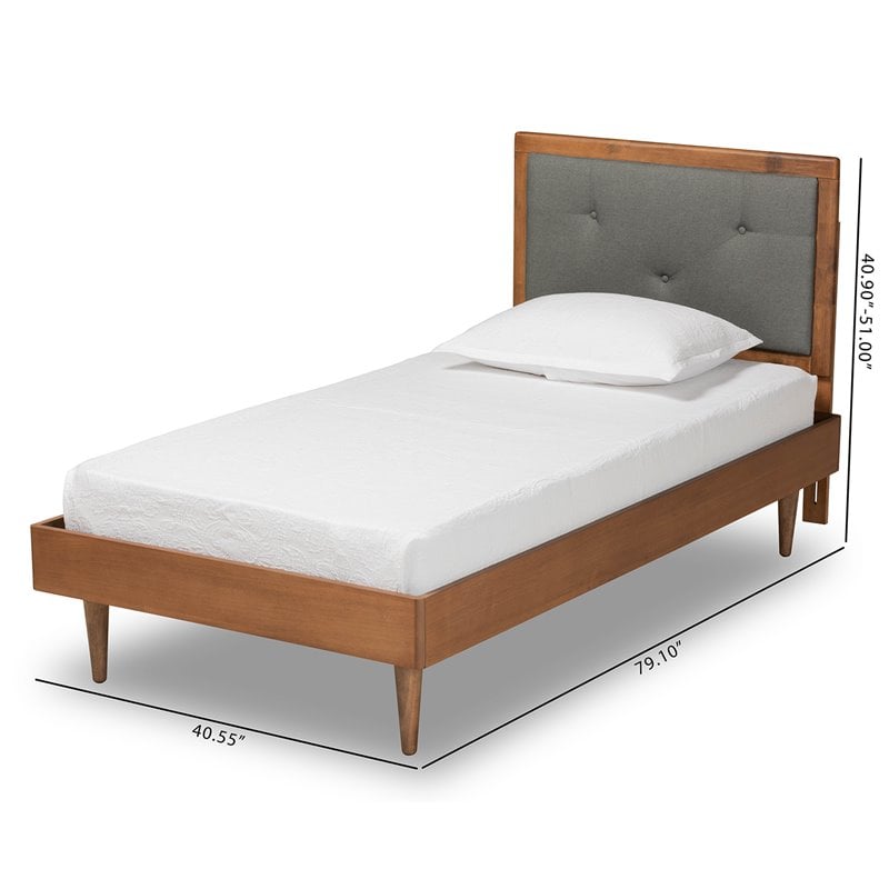 Bowery Hill Dark Grey and Brown Finished Wood Twin Size Platform Bed