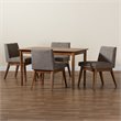 Bowery Hill Fabric and Walnut Brown Finished Wood 5-Piece Dining Set