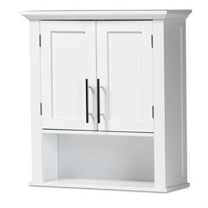 Bowery Hill White Finished Wood 2-Door Bathroom Wall Storage Cabinet
