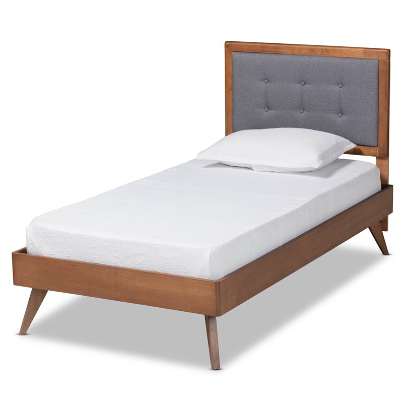 Bowery Hill Dark Grey and Brown Finished Wood Twin Size Platform Bed