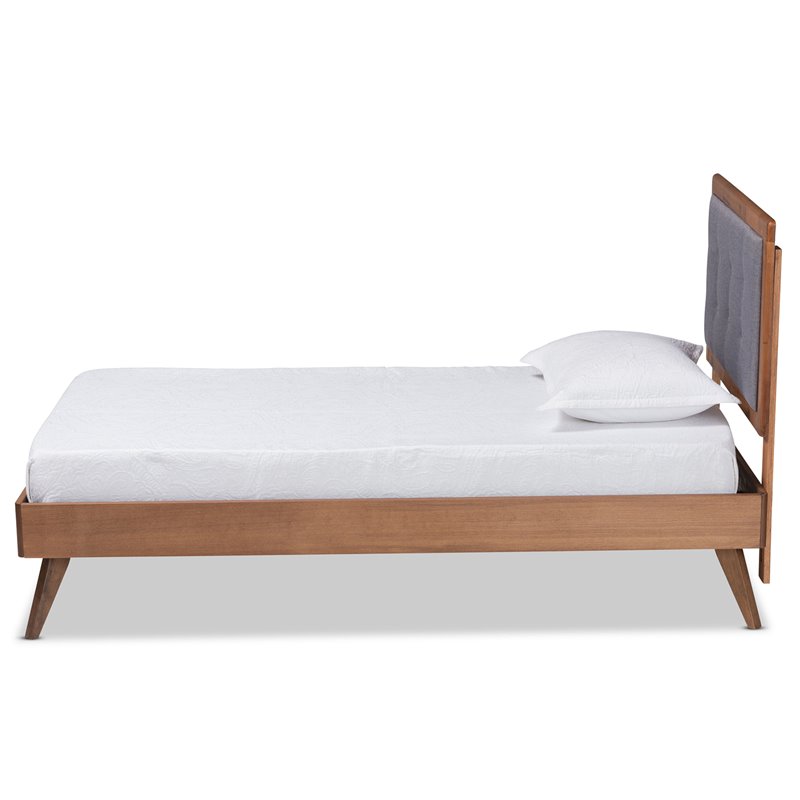 Bowery Hill Dark Grey and Brown Finished Wood Twin Size Platform Bed
