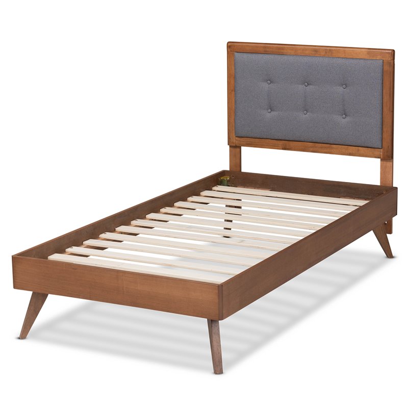 Bowery Hill Dark Grey and Brown Finished Wood Twin Size Platform Bed