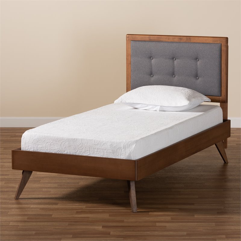Bowery Hill Dark Grey and Brown Finished Wood Twin Size Platform Bed