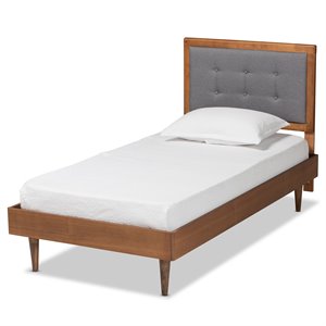 Bowery Hill Dark Grey and Brown Finished Wood Twin Size Platform Bed