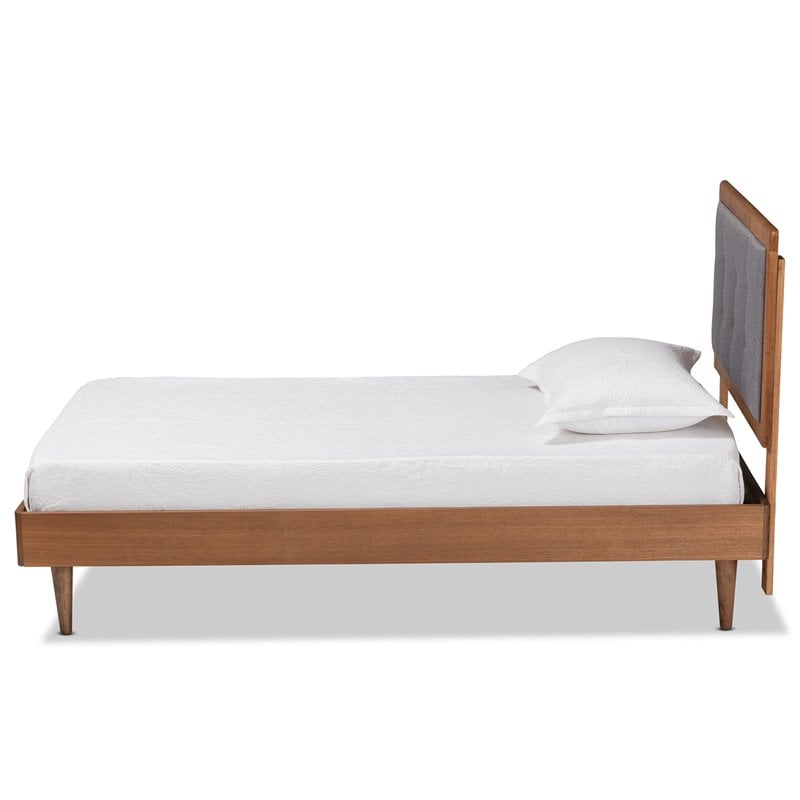 Bowery Hill Dark Grey and Brown Finished Wood Twin Size Platform Bed